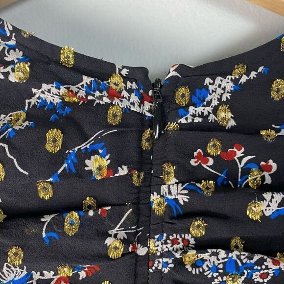 VERONICA BEARD Parc Ruched Floral Ruffle Silk Mini Dress - Picture 5 of 13